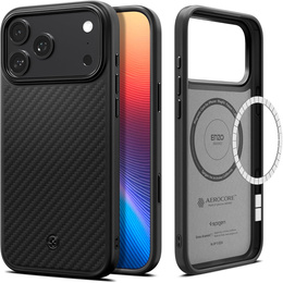 Etui Spigen do iPhone 17 Pro Max, Enzo Aramid Mag MagSafe, carbon czarne