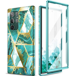Etui do Samsung Galaxy S22 Ultra, Suritch Full Body Marble, zielone
