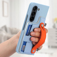 Etui skórzane do Samsung Galaxy Z Fold6 5G, z podstawką i szkłem, niebieskie