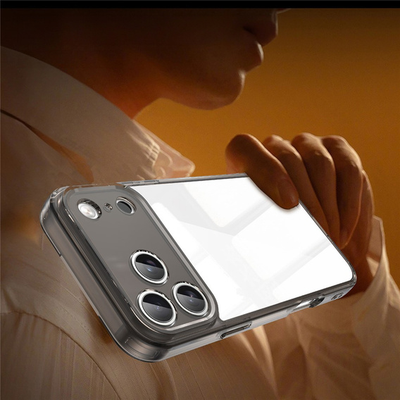 Etui do iPhone 17 Pro Max, silikonowe z twardym tyłem, przydymione czarne