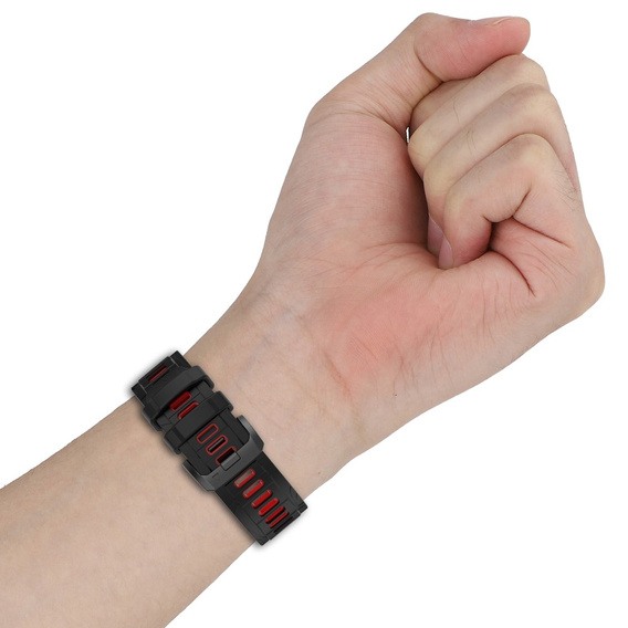 Pasek silikonowy do Garmin Instinct 3 Solar / Instinct 3 AMOLED 50mm – dwukolorowy, czarno-czerwony