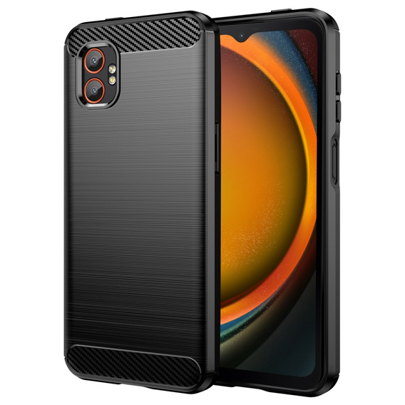 Etui ochronne do Samsung Galaxy Xcover 7 Pro – czarne, tekstura włókna węglowego, szczotkowane wykończenie