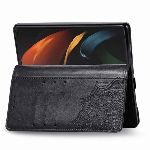 Etui z klapką do Samsung Galaxy Z Fold 4 5G, Mandala, czarne