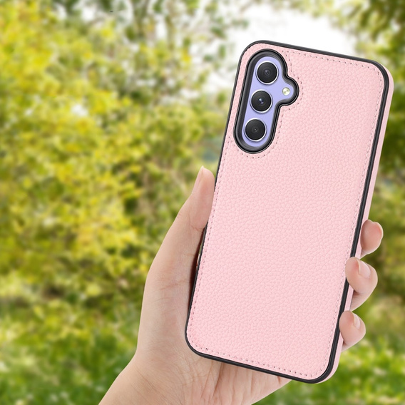 Etui skórzane do Samsung Galaxy A05s, Obudowa Lychee leather Case, różowe
