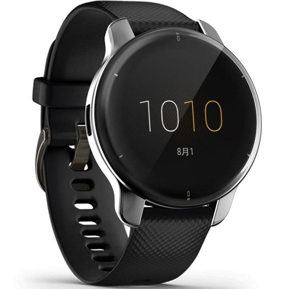 2w1 Etui z Osłoną Silikonową na ekran do Garmin Venu 2 Plus, Srebrne