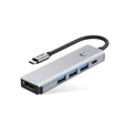 Tech-Protect HB01 Hub Adapter 5 w 1, TYPE-C + USB3.0 + HDMI 4K 60HZ + PD100W, szary