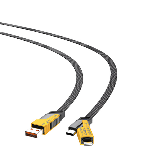 XO Kabel NB283 4w1 USB-C - Lightning + USB + USB-C 60W 1,0m, żółty