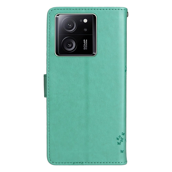 Etui z klapką do Xiaomi 13T / 13T Pro, Butterfly, zielone