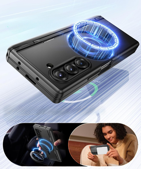 Etui do Samsung Galaxy Z Fold6, Berfy do MagSafe Pen Slot, czarne