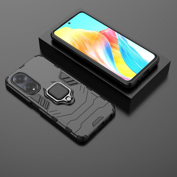 Etui do Oppo A58 4G, Kickstand Ring, czarne