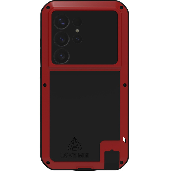 Etui Love Mei do Samsung Galaxy S25 Ultra, pancerne ze szkłem, czerwone