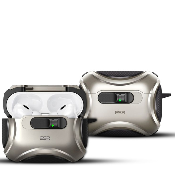 ESR Etui na słuchawki Airpods Pro 3, Cyber Flicklock Halolock MagSafe, titanium
