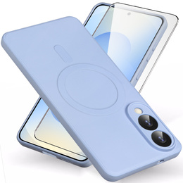 Etui do Samsung Galaxy S25 Edge, Silicone Lite, fioletowe + szkło 9H