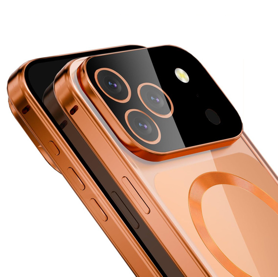 Etui do iPhone 17 Pro Max, Magnetic Dual Glass, do MagSafe, pomarańczowe