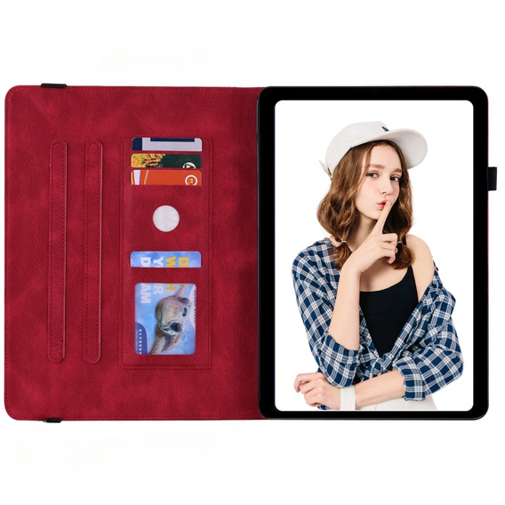 Etui do Lenovo Tab M9, Wallet Pen Slot, butterflies, czerwone