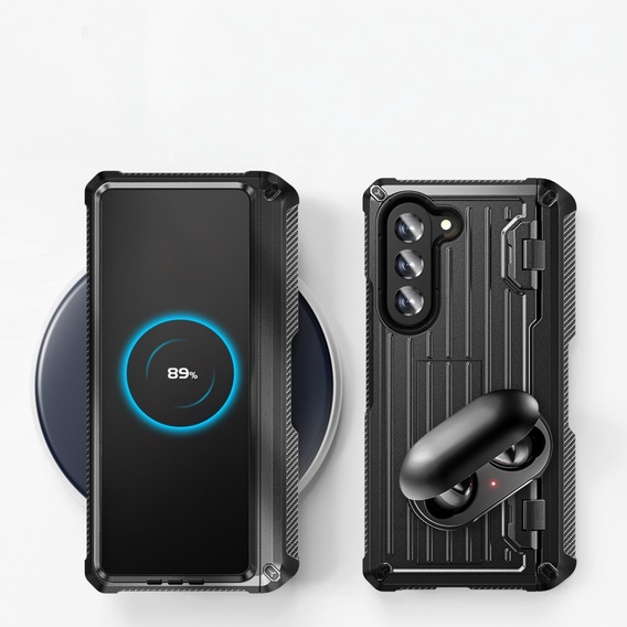 Etui do Samsung Galaxy Z Fold5 5G, Kickstand, z podstawką i ochroną ekranu, czarne