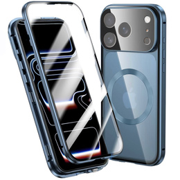 Etui do iPhone 17 Pro, Magnetic Dual Glass, do MagSafe, niebieskie