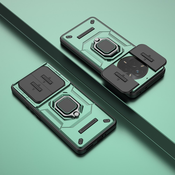 Etui pancerne do Realme 14 Pro 5G, CamShield Slide, zielone