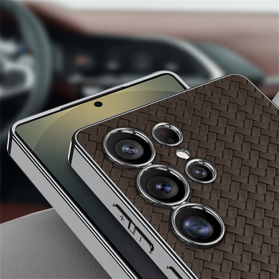 Etui do Samsung Galaxy S25 Ultra, GKK Woven Leather, kawowe