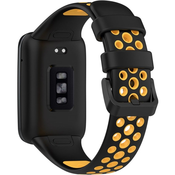 Pasek Silikonowy do Xiaomi Mi Band 7 Pro, Czarny / Żółty