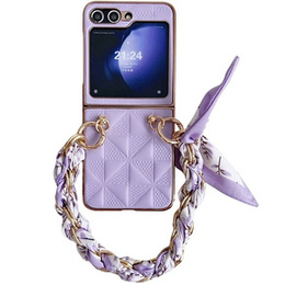 Etui do Samsung Galaxy Z Flip7 FE / Z Flip6, Grid Leather, fioletowe