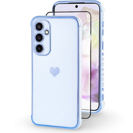 Etui do Samsung Galaxy A35 5G, Electro heart, niebieskie + Szkło Full Glue Ceramic