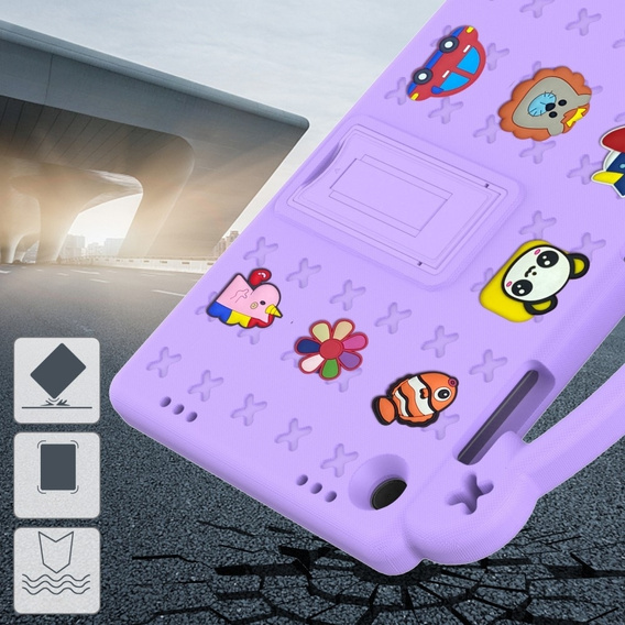 Etui do Samsung Galaxy Tab A11 Plus / A9 Plus, Cute Patterns, z podstawką, Fioletowe