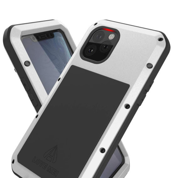 Etui Love Mei do iPhone 11, pancerne ze szkłem, srebrne