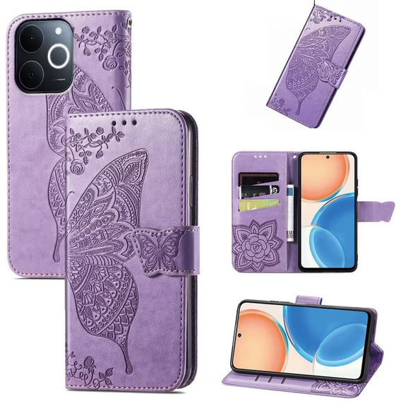 Etui z klapką do Realme Note 70T 4G, Butterfly, fioletowe