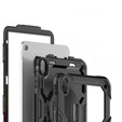 Etui pancerne do iPad 11" 2025 A16 (11 gen.) / 10.9" 2022 (10 gen.) z obrotową podstawką 360°, paskiem na dłoń i paskiem na ramię - czarne