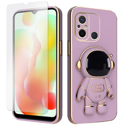 Zestaw Etui Electro do Xiaomi Redmi 12C, Astronauta, Fioletowe + Szkło