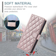 Etui z klapką do Samsung Galaxy S25 FE, Rhombus Crossbody Leather, różowe rose gold