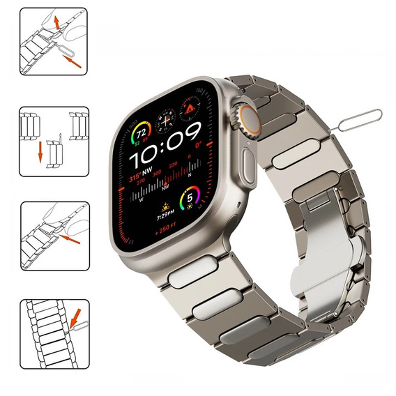 Bransoleta do Apple Watch 1/2/3/4/5/6/7/8/9/10/11/SE Ultra 1/2/3 42/44/45/46/49mm, Tytanowa