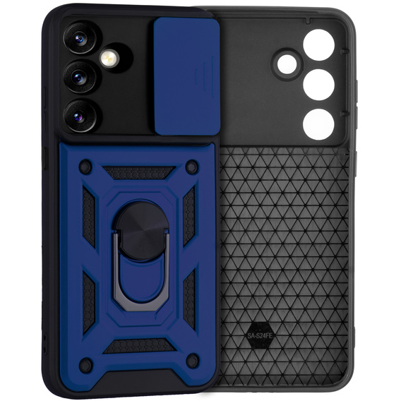 Etui pancerne do Samsung Galaxy S24 FE, CamShield Slide, niebieskie