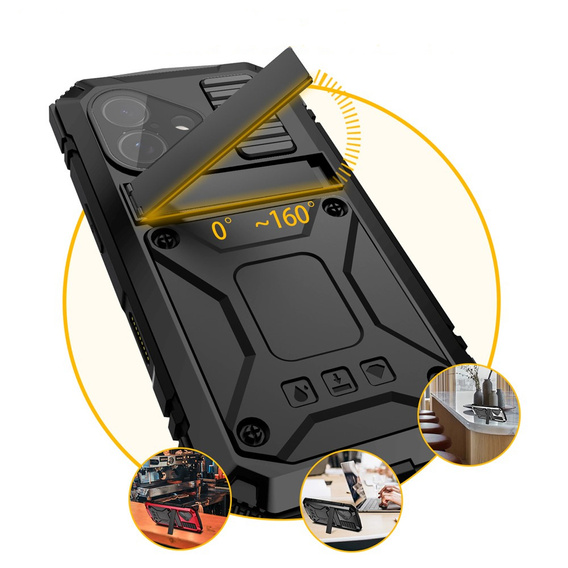 Etui R-JUST do iPhone 17 z wbudowaną ochroną ekranu - czarne