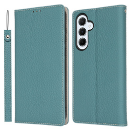 Etui z klapką do Samsung Galaxy S25, Litchi Skin Grain, niebieskie