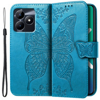 Etui z klapką do Realme C51, Butterfly, niebieskie