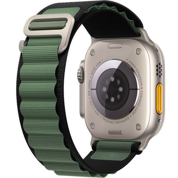 Pasek Nylonowy do Apple Watch 1/2/3/4/5/6/7/8/9/10/11/SE Ultra 1/2/3 42/44/45/46/49mm, Zielony / Czarny