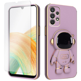 Zestaw Etui Electro do Samsung Galaxy A33 5G, Astronauta, Fioletowe + szkło