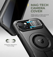 Etui pancerne do iPhone 13 / 14, Dexnor CamProtect MagSafe, z folią prywatyzującą, czarne (Dwie ramki)