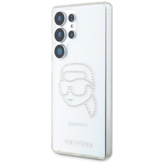 Etui Karl Lagerfeld do Samsung Galaxy S25 Ultra, Rhinestones Head Logo, przezroczyste