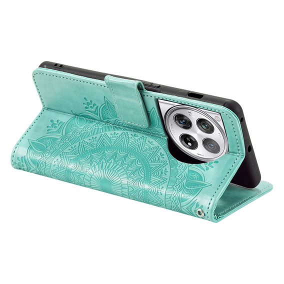 Etui z klapką do OnePlus 12 5G, Mandala, zielone