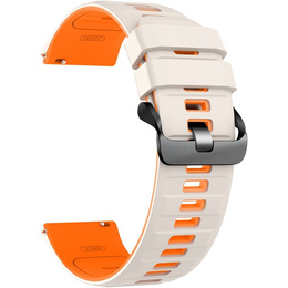 Pasek Silikonowy Uniwersalny 22mm, Beżowy / Pomarańczowy