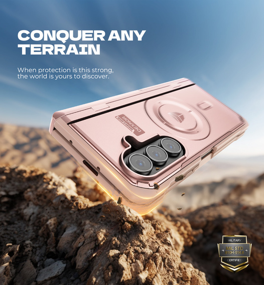 Etui pancerne do Samsung Galaxy Z Fold7 5G, Dexnor Magnetic,  do MagSafe - różowe