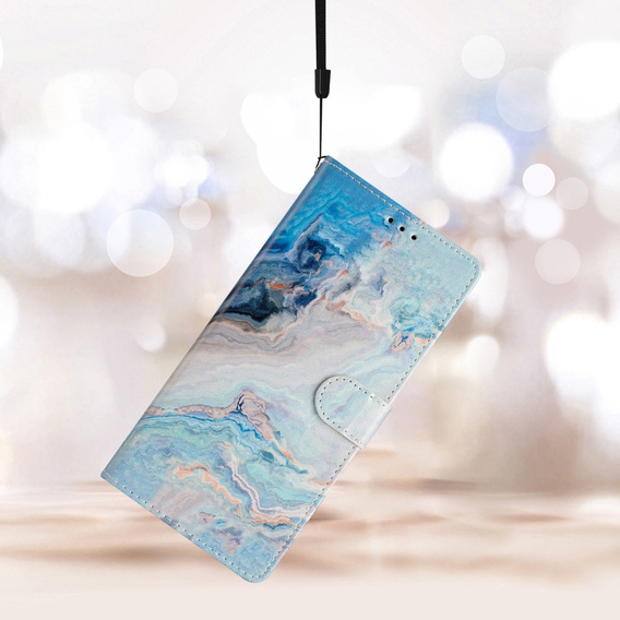 Etui z klapką do Xiaomi Redmi Note 12S, Wallet, Marble niebieskie