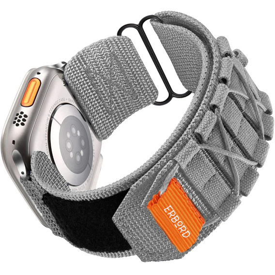 Pasek Nylonowy ERBORD Runner do Apple Watch 1/2/3/4/5/6/7/8/9/10/11/SE Ultra 1/2/3 42/44/45/46/49mm, Szary