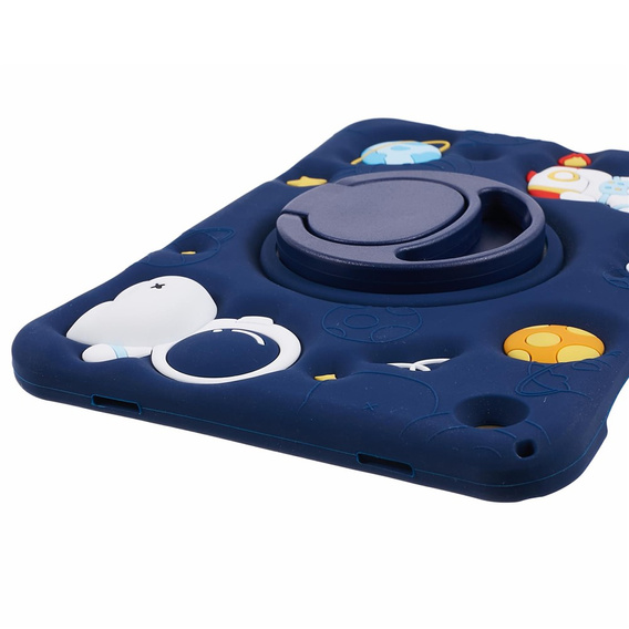 Etui silikonowe dla dzieci do Samsung Galaxy Tab A11+/A9+, z podstawką, Astronauta, granatowe