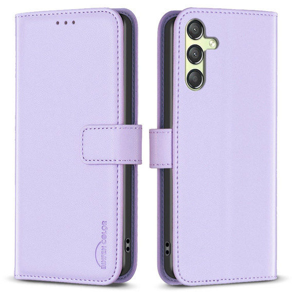 Etui z klapką do Samsung Galaxy A25 5G, BINFEN Wallet, fioletowe + szkło 9H