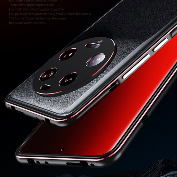 Etui do Xiaomi 13 Ultra z metalową ramką, czarne/czerwone