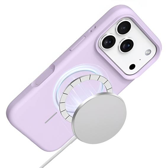 Etui silikonowe do iPhone 17 Pro Max - kompatybilne z MagSafe, antywstrząsowe, fioletowe